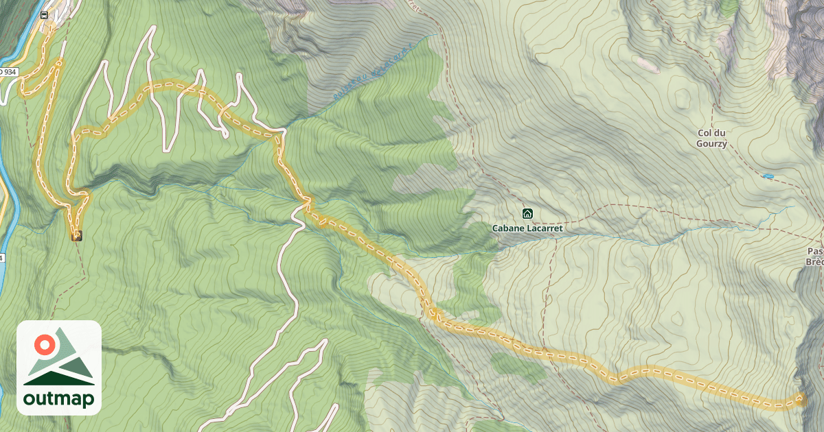 Map of Pic de Brèque — Lac d'Estaing