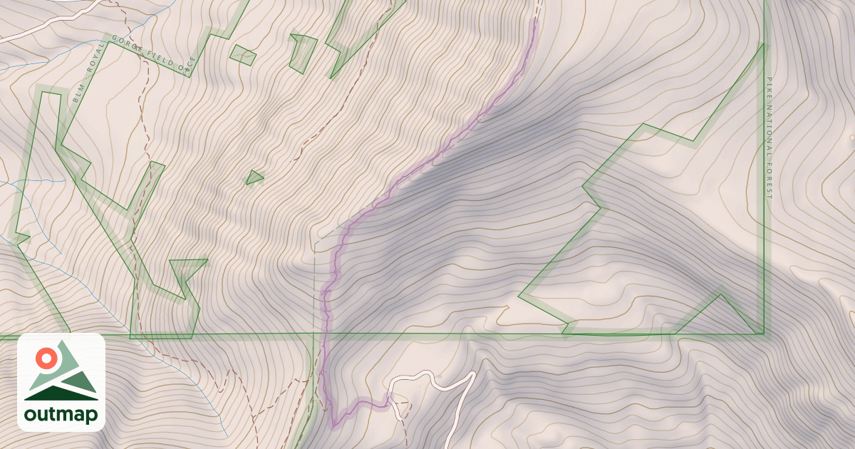 Map of Mount Sherman - Southwest Ridge from Fourmile Creek