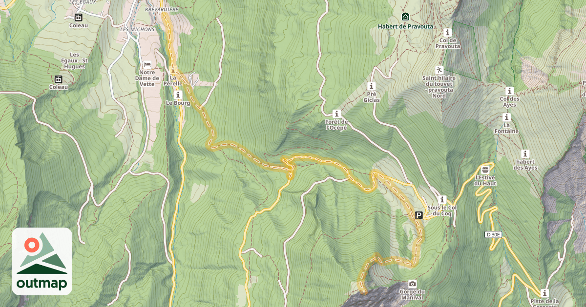 Map of Bec Charvet — Brevadière