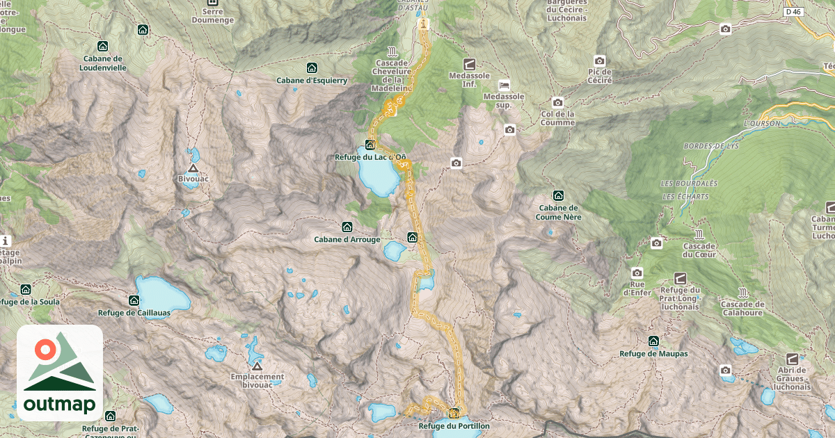 Map of Tusse de Montarqué — Les Granges d'Astau