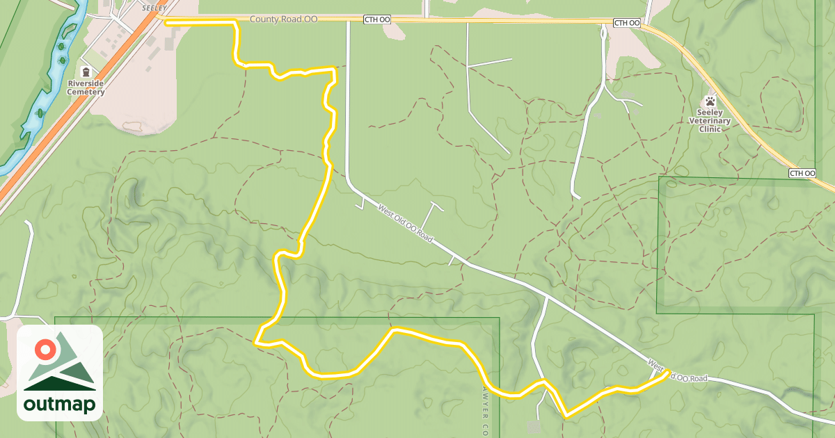 Map of Uhrenholdt Trail;Seeley Hills Ski 7.5k