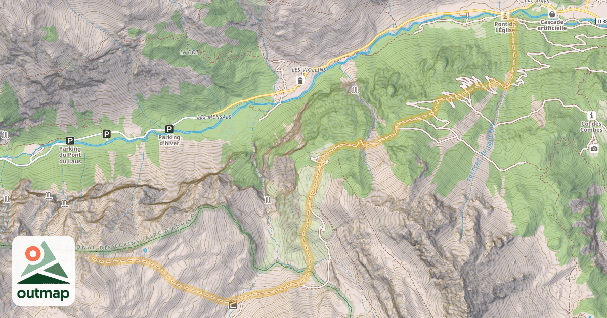 Map of Le Testas — Freissinières