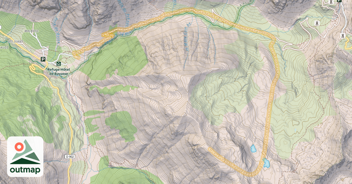 Map of Tête du Laup — Bayasse
