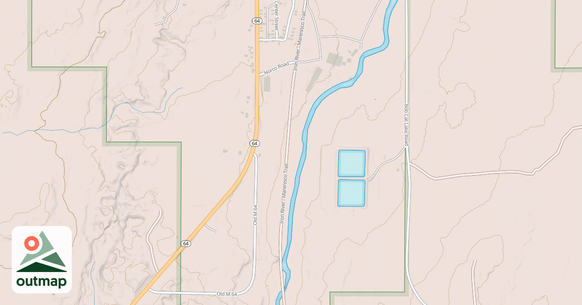 Map of Iron River To Marenisco Route