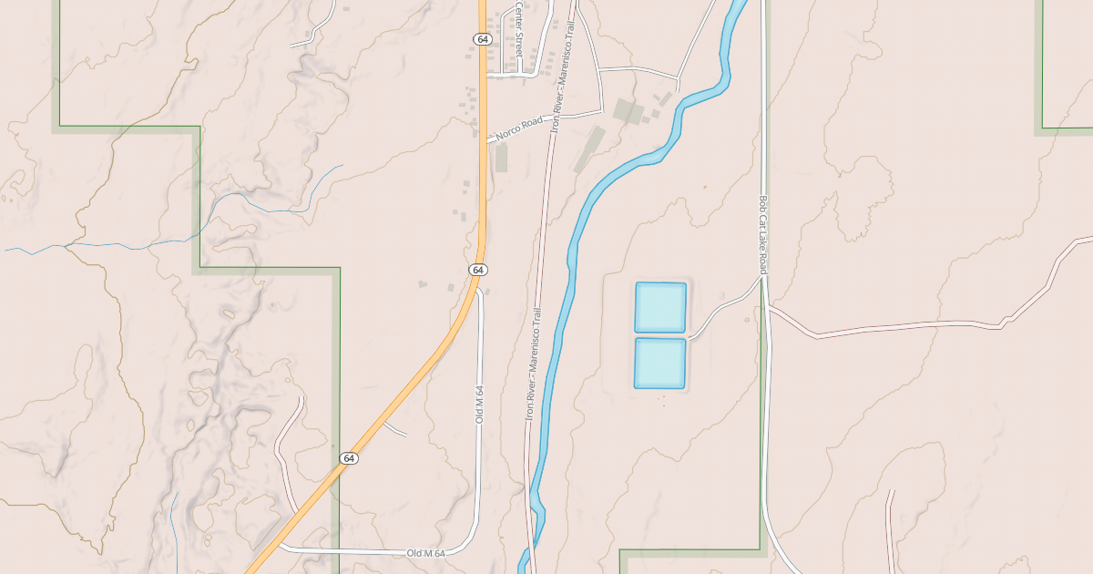 Map preview of Iron River To Marenisco Route
