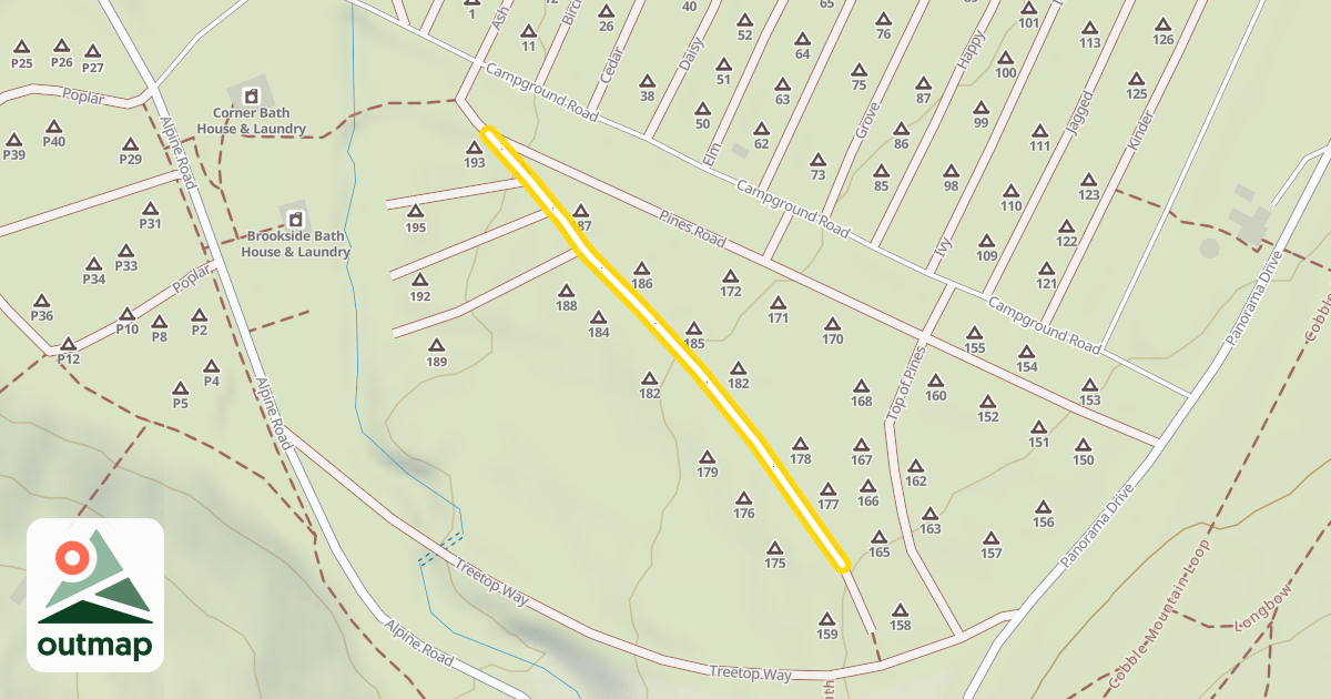 Map of Mid-Pines Road