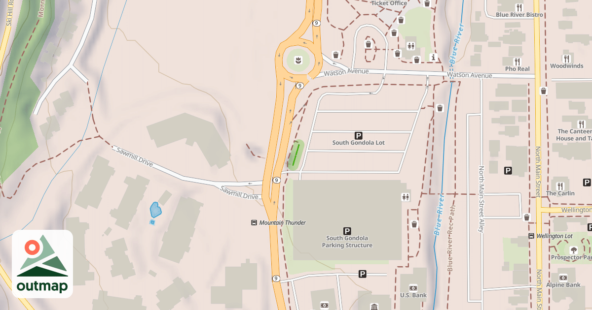 Map of Gondola Ski Back-Parking Lot Access