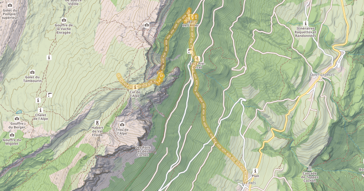 Map preview of Croix de l'Alpe — Les Prés
