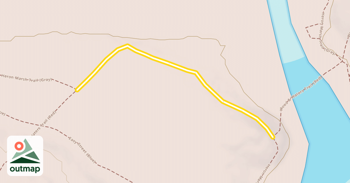 Map of Heron Marsh Trail (Gray) / Wood & Waters Trail (Red)
