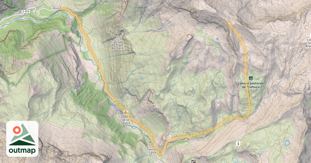 Map of Les Lauzes Rousses — Prapic