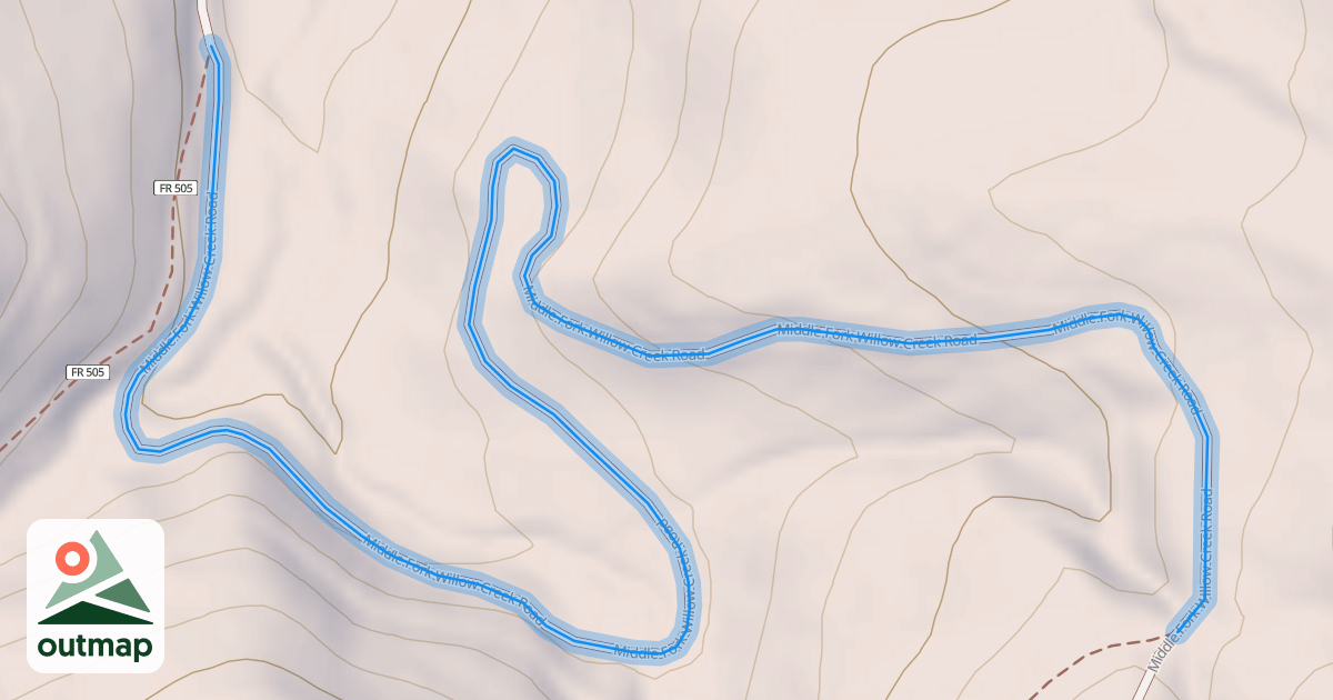 Map of Middle Fork Willow Creek Road