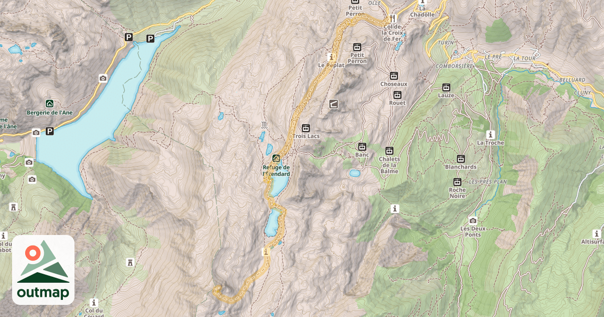 Map of Aiguille Noire — Col de la Croix-de-Fer