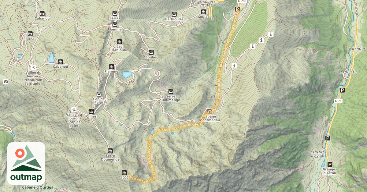 Map of Cap des Hittes — Gouaux de Larboust