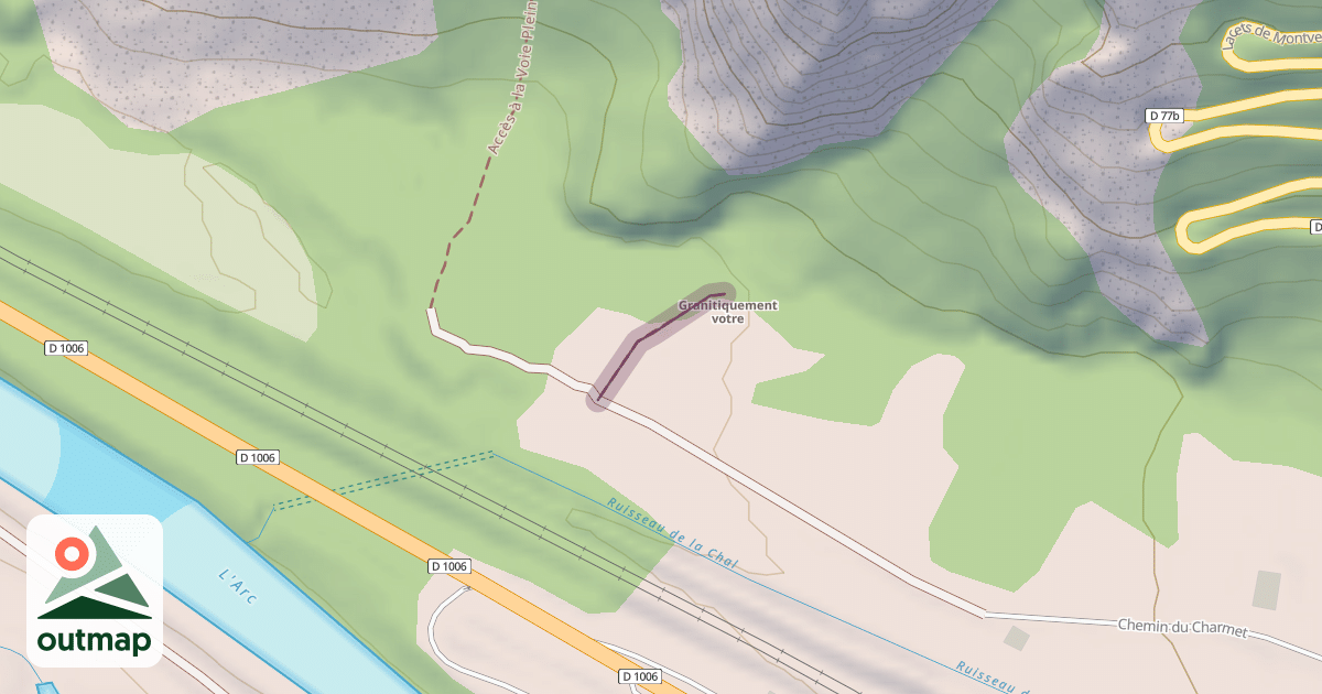 Map of Chemin d'Accès à la Voie d'Escalade 'Granitiquement Vôtre'