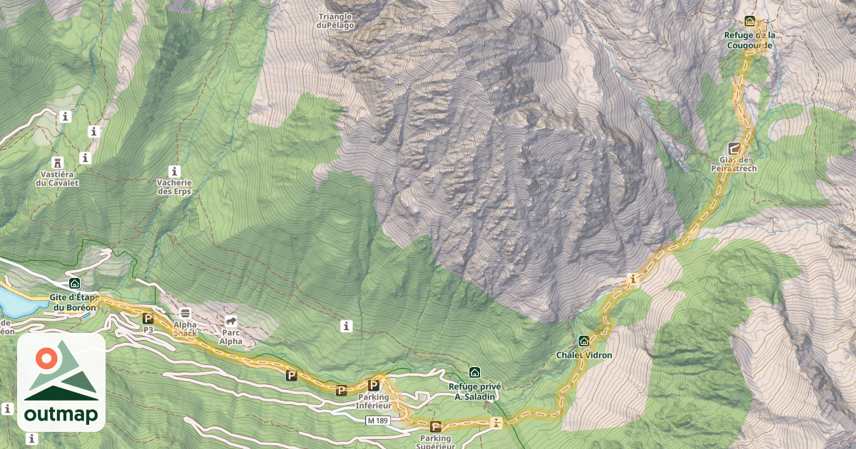 Map of Refuge de Cougourde — Le Boréon