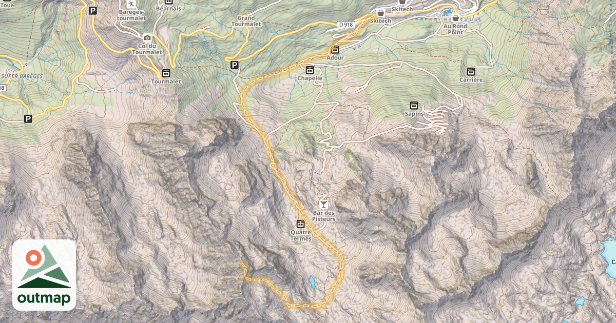Map of Soum du Cot de l'Espade ou Pic Allemand — La Mongie