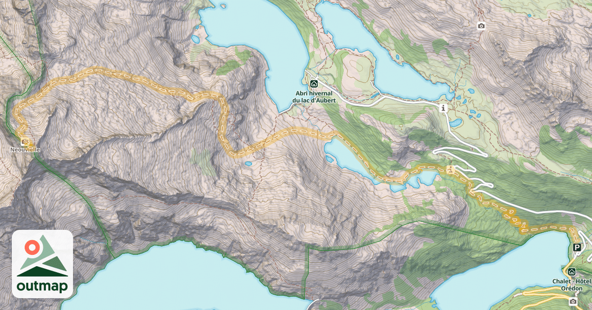 Map of Pic de Néouvielle ou d'Aubert — Lac d'Orédon