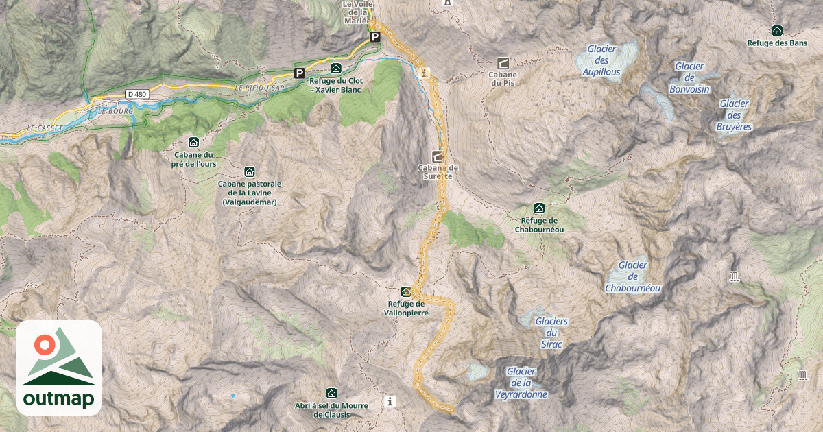 Map of Cros de Sirac — Parking 1572