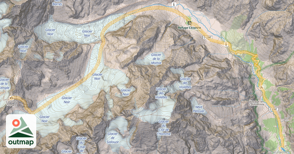 Map of Col de la Temple — Ailefroide