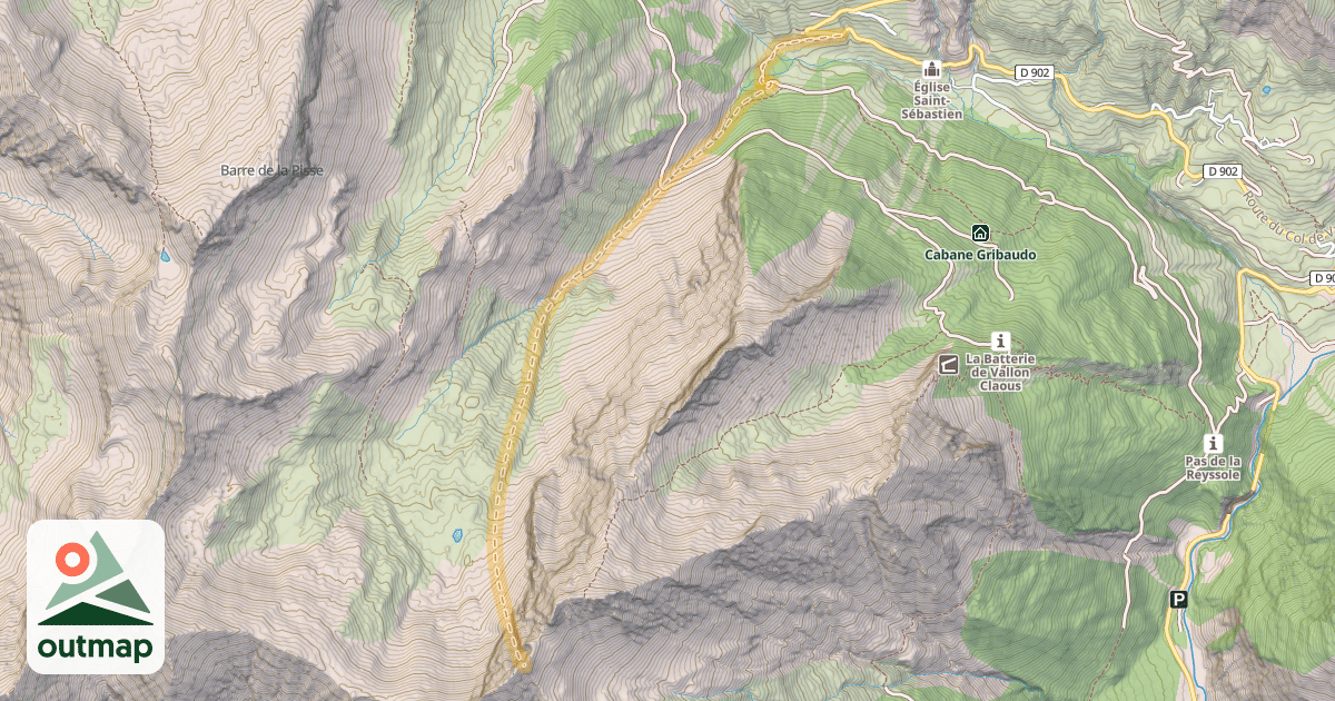 Map of Tête de Vallon Claous — Intra Bas
