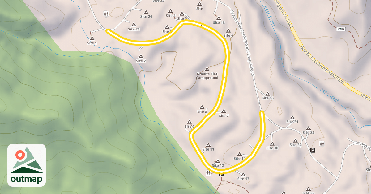 Map of Granite Flat Campground Loop A Road