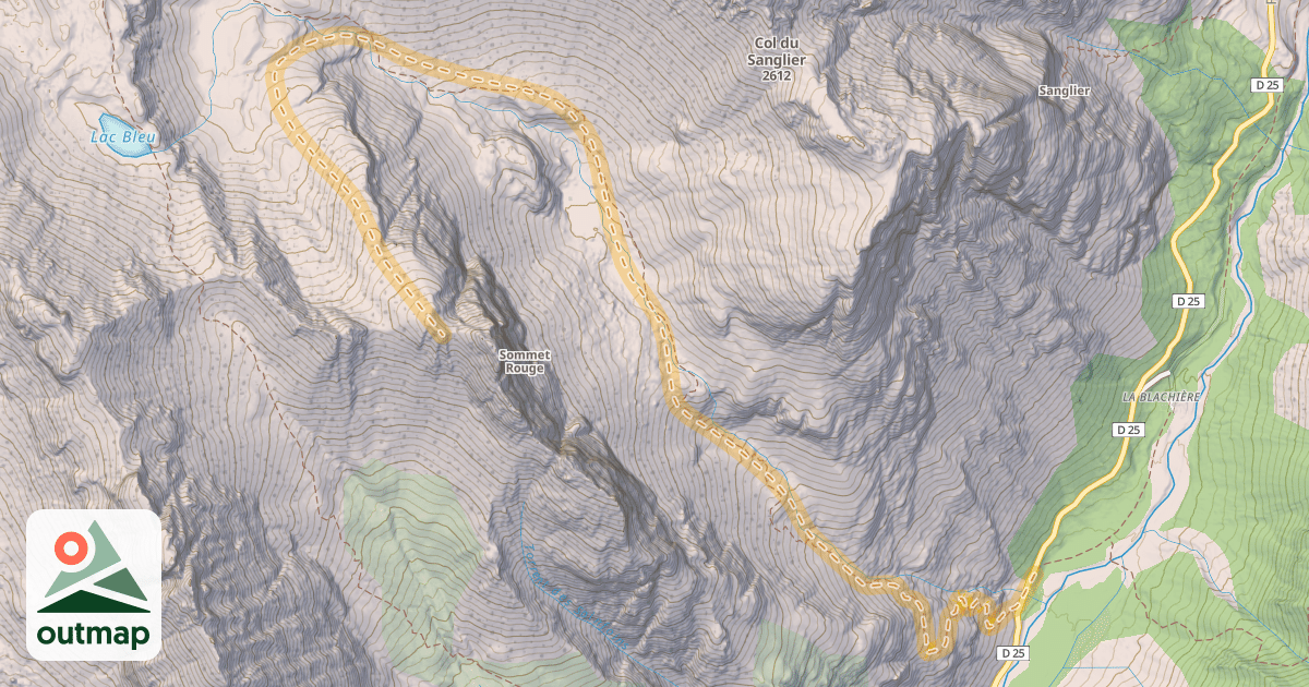 Map of Sommet Rouge — Pont des Houerts