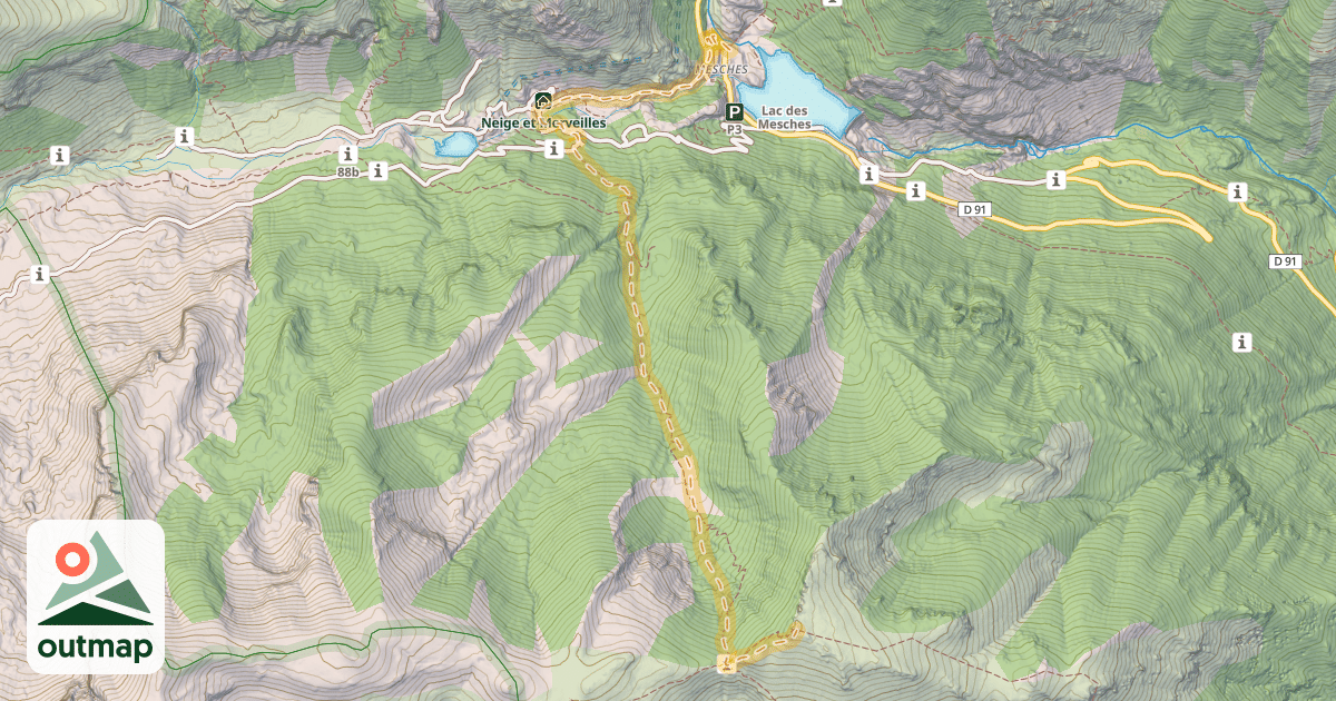 Map of Cime de la Nauque — Les Mesches