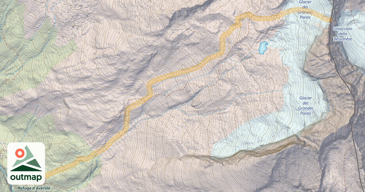 Map of Col de la Bessanèse — Refuge d'Avérole