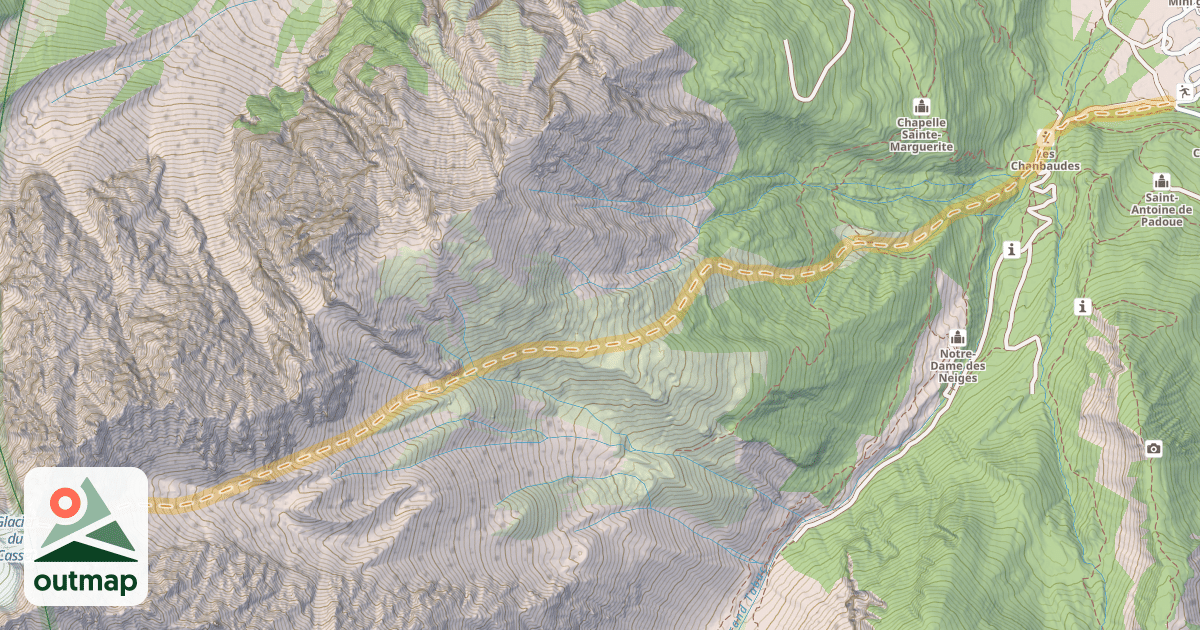 Map of Col des des Prés les Fonts — Le Monêtier-les-Bains