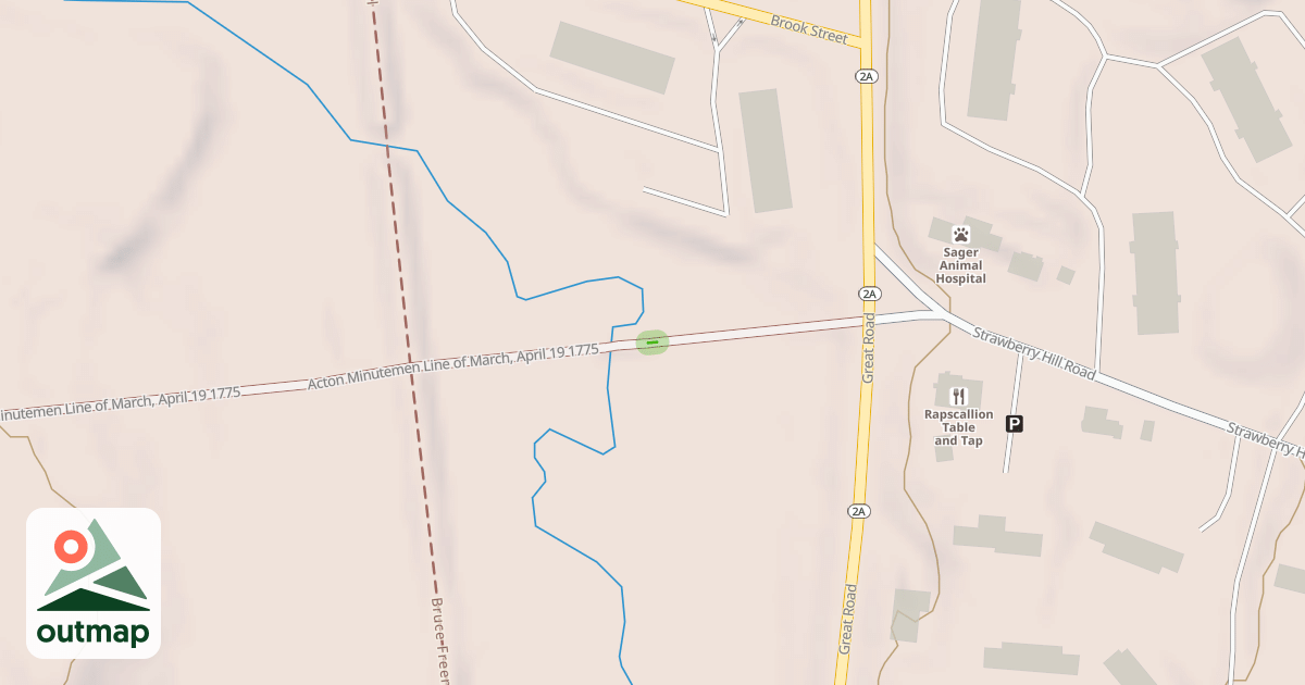 Map of Acton Minutemen Line of March, April 19 1775