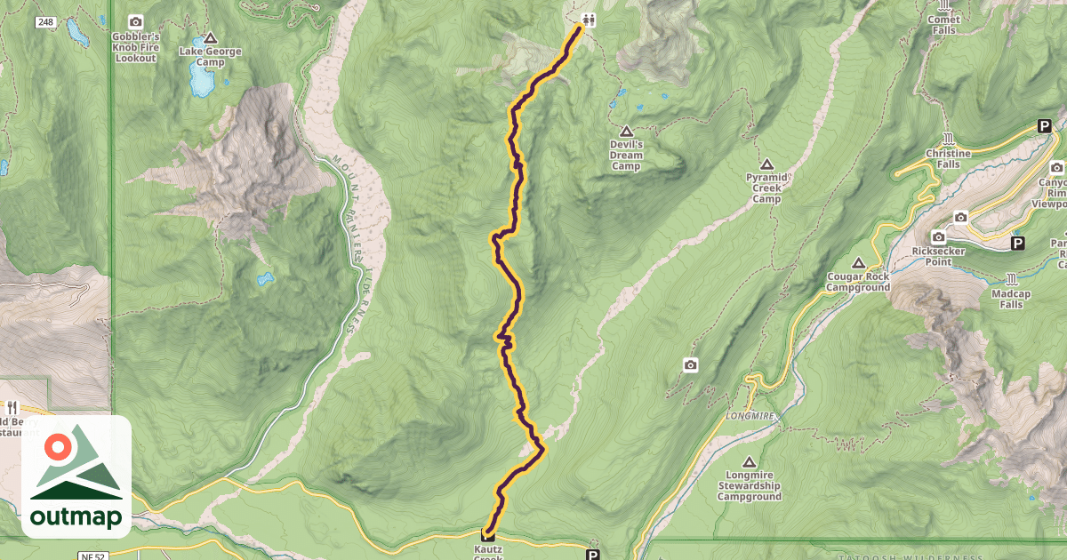 Map of Kautz Creek Trail