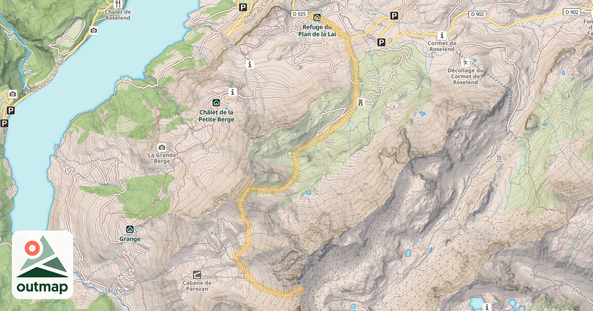 Map of Brèche de Parozan — Pont des Sauces