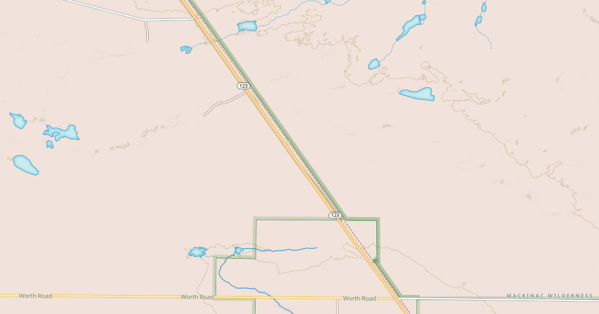Map preview of St. Ignace To Trout Lake Route