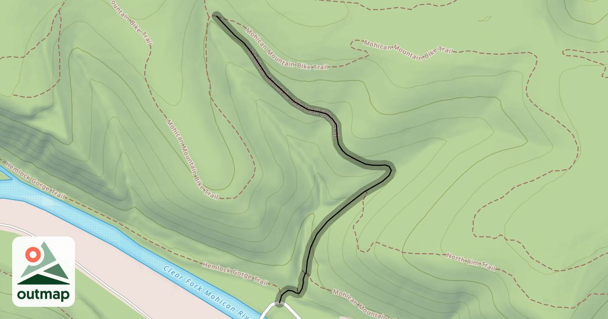 Map of Mohican Mountain Bike Trail (Shortcut)