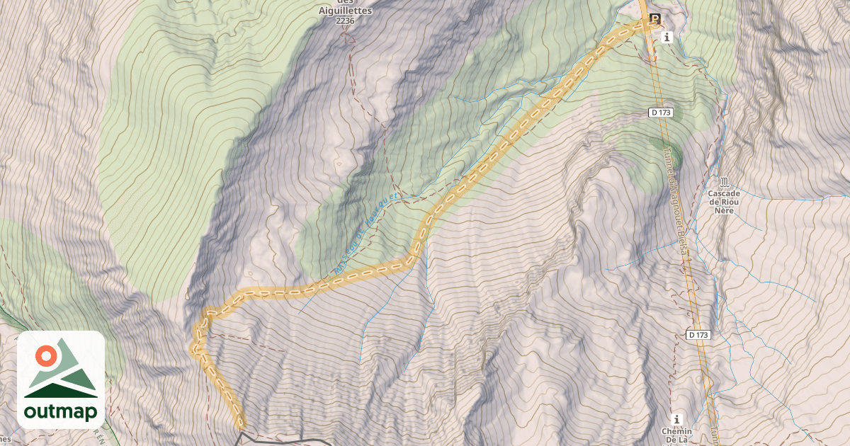 Map of Pic de l'Aiguillette — Tunnel du Biesla