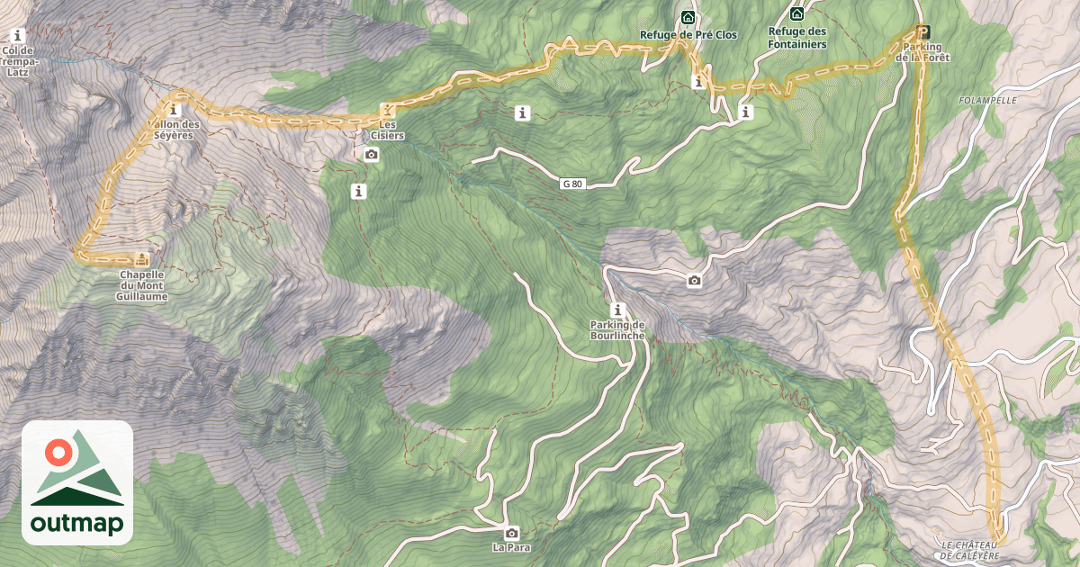 Map of Mont Guillaume — Château-de-Caléyère
