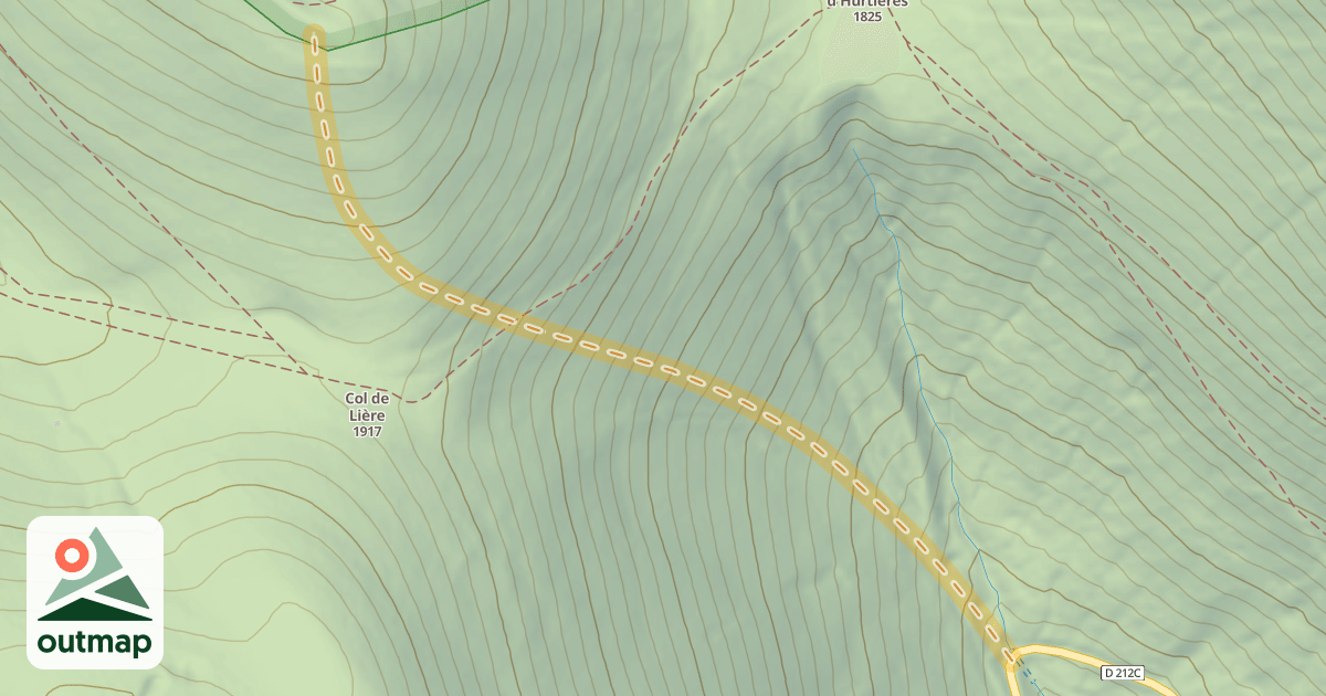 Map of Côte Belle — Pont d'avant le col de l'Homme