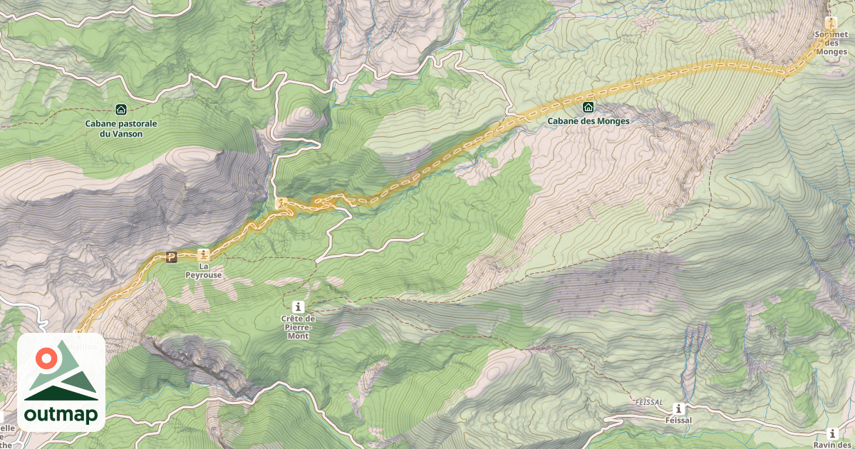 Map of Les Monges — Authon