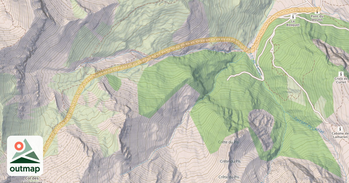 Map of Col des Estronques — Pont du Moulin