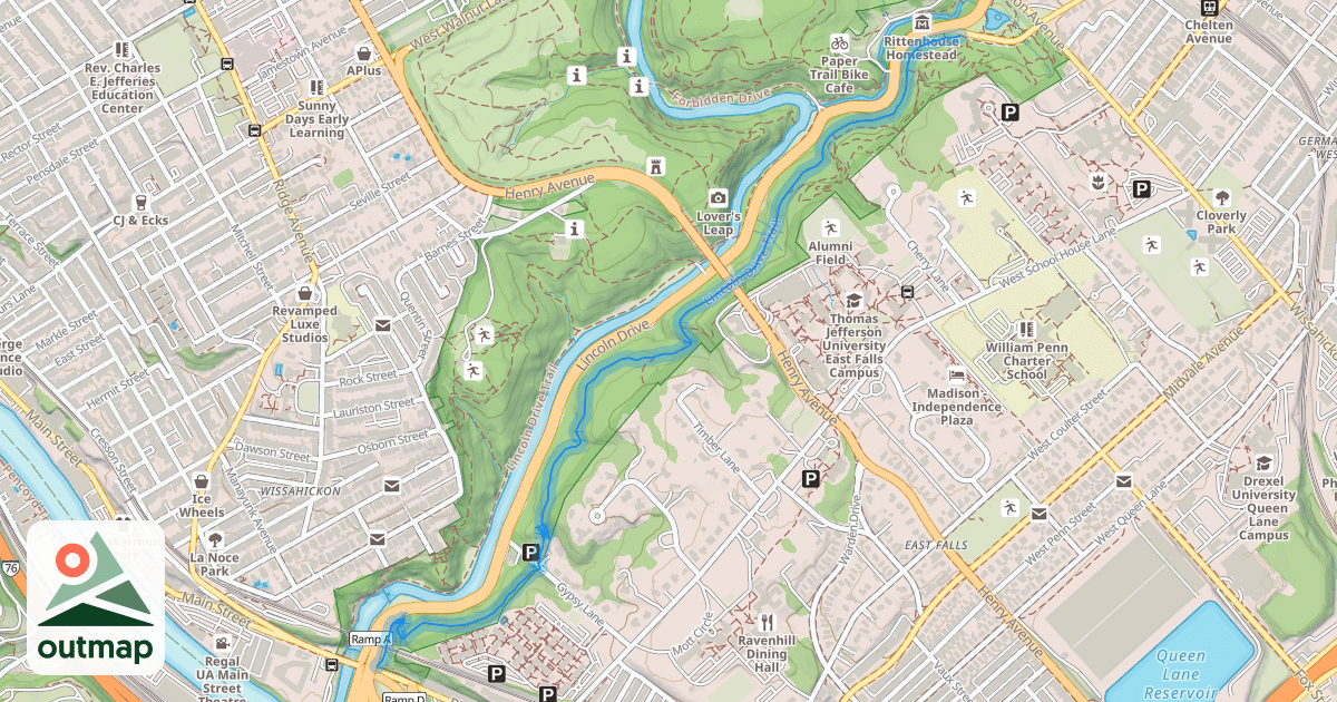 Map of Lincoln Drive Trail