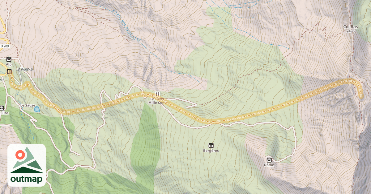 Map of Tête Dure d'Enchastrayes — Super-Sauze