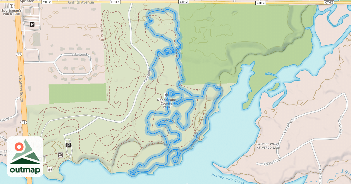 Map of East MTB Loop