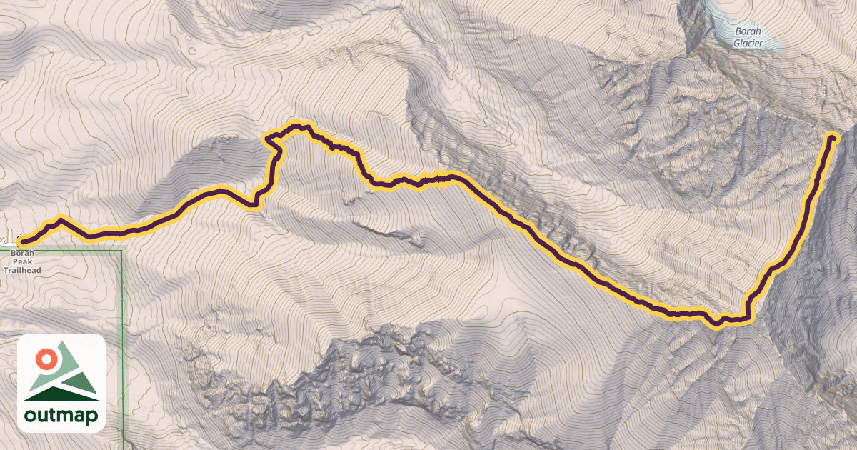 Map of Borah Peak Trail