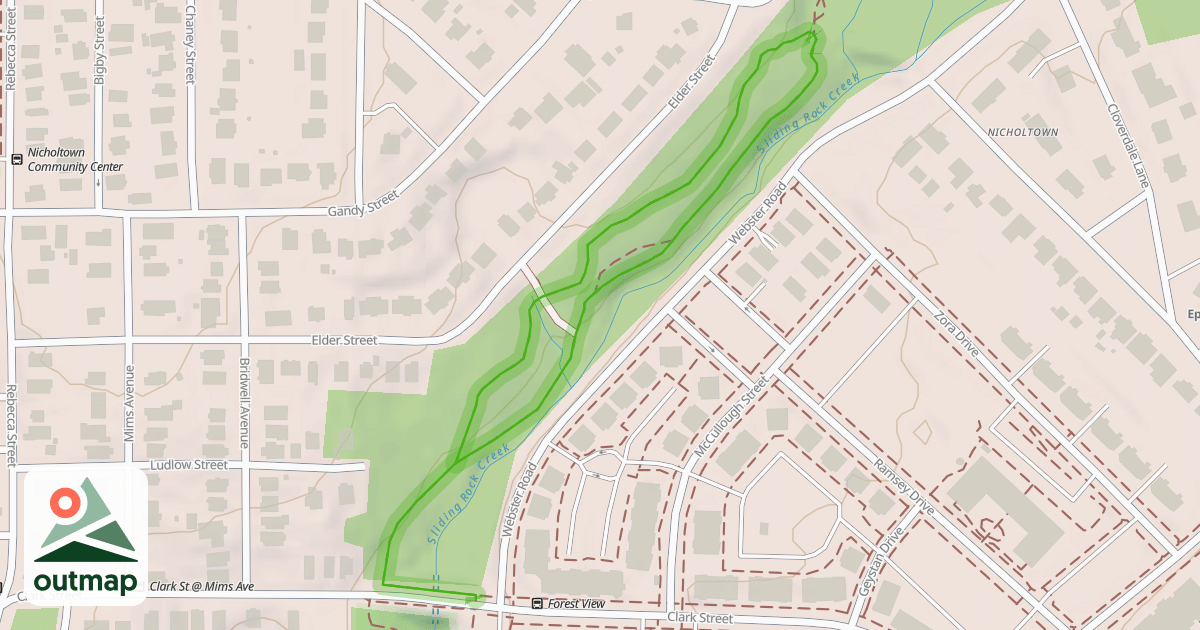 Map of Sliding Rock II Hike/Bike Trail