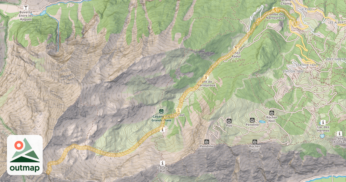 Map of Col des Queyrettes — Chapelle Saint-Vincent