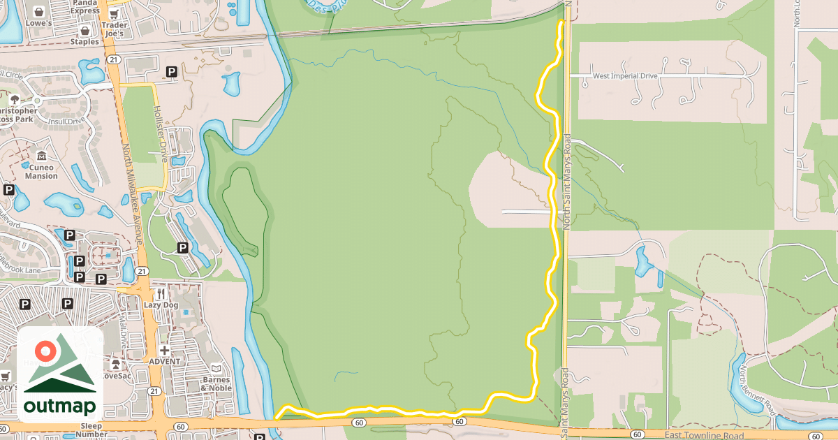 Map of Des Plaines River Trail