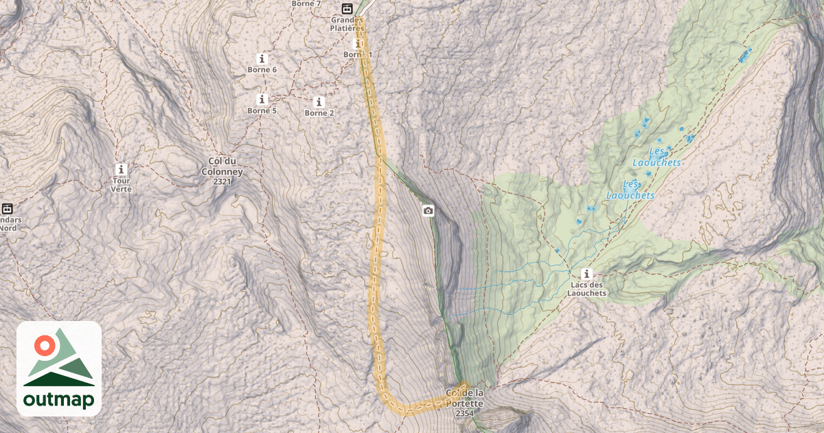 Map of Col de la Portette — Les Grandes Platières