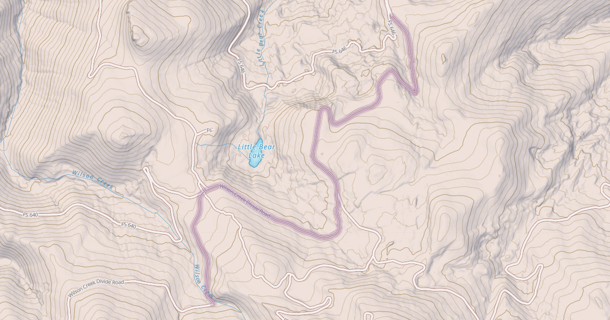 Map preview of Wilson Creek Divide Road
