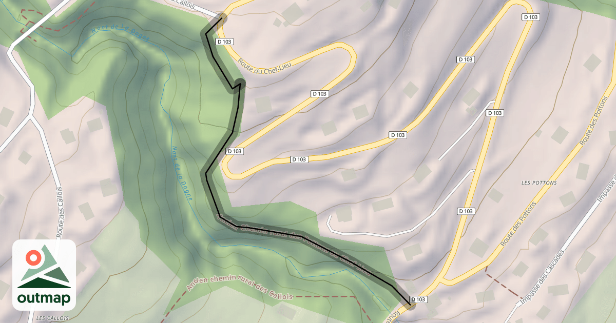 Map of Ancien Chemin rural des Pottons au Chef-Lieu