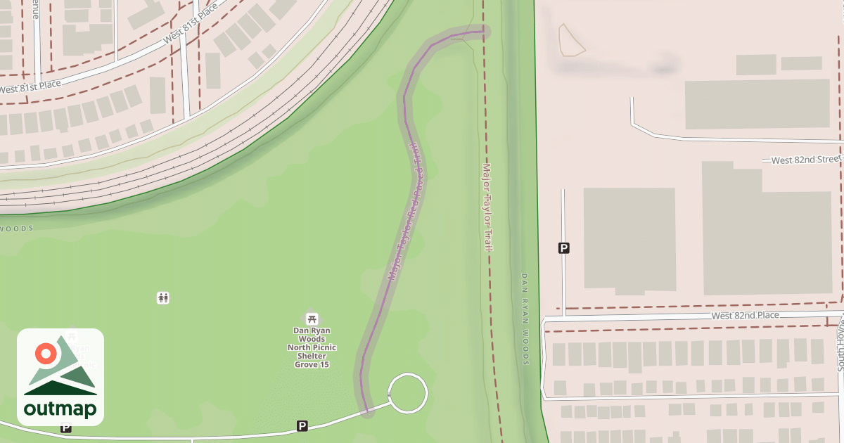 Map of Major Taylor Red Paved Trail